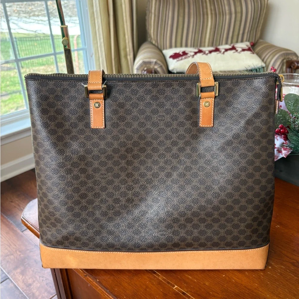 Celine Macadam Coated Monogram Tote COA included.